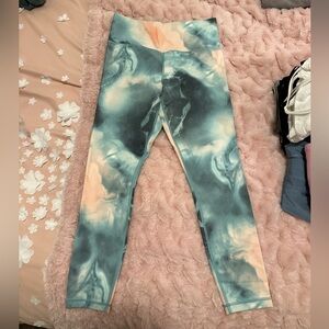 Athleta Tie-Dye Leggings in Teal & Peach